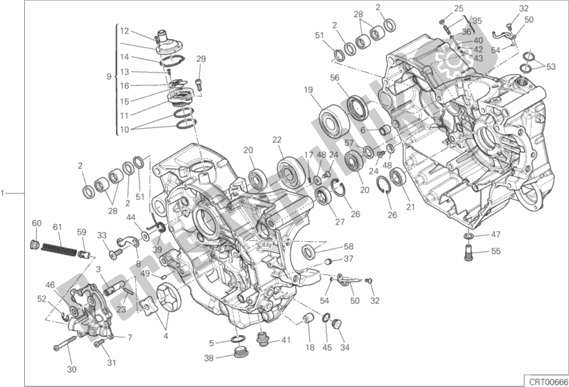 All parts for the 010 - Half-crankcases Pair of the Ducati Hypermotard Brasil 821 2015